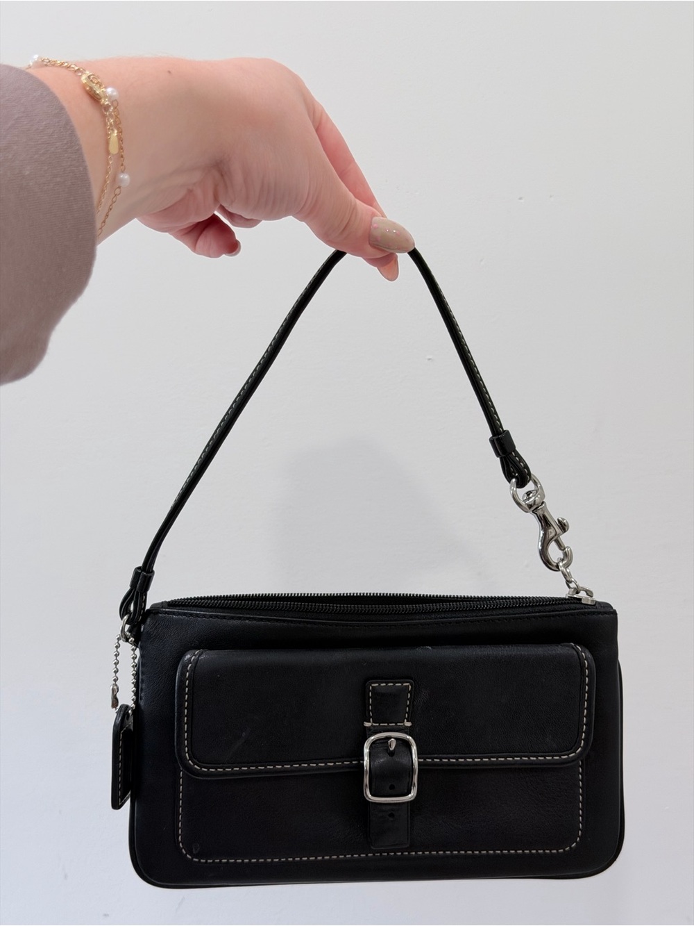 Authentic Coach Y2K Black Leather Mini Shoulder Bag